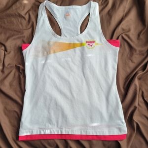 Retro Puma tank top white pink logo